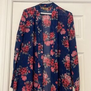 Jorja Women Navy Floral kimono Size S